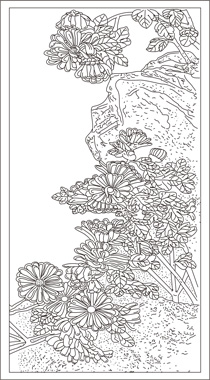 漢白玉浮雕-菊
